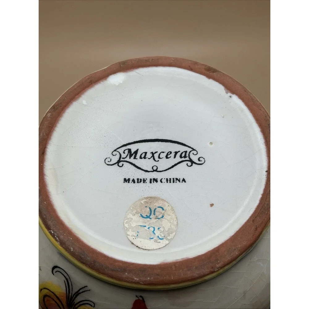 Vintage Maxcera Tropical Parrot Hand Painted Majolica-Style Water‎ Pitcher